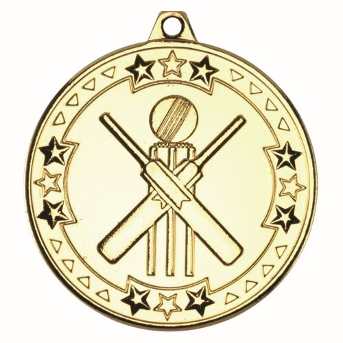 Cricket 'Tri Star' Medal - Gold 2" Thumbnail