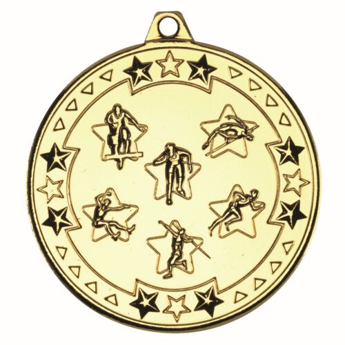 Multi Athletics 'Tri Star' Medal - Gold 2" Thumbnail