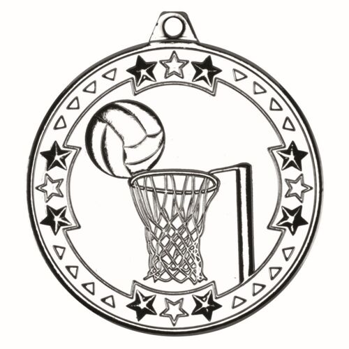 Netball 'Tri Star' Medal - Silver 2" Thumbnail