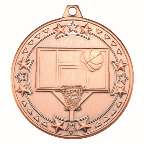 Basketball 'Tri Star' Medal - Bronze 2" Thumbnail