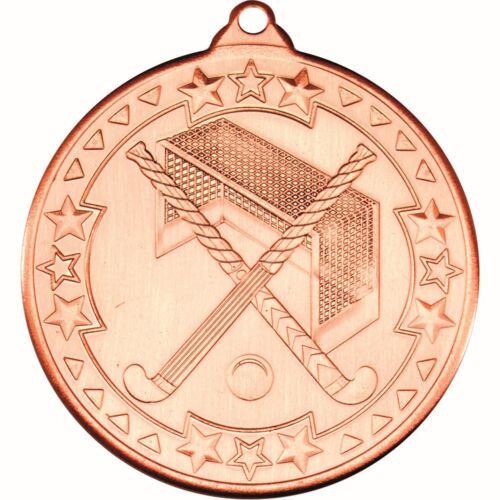 Hockey 'Tri Star' Medal - Bronze 2" Thumbnail
