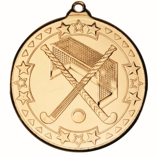 Hockey 'Tri Star' Medal - Gold 2" Thumbnail
