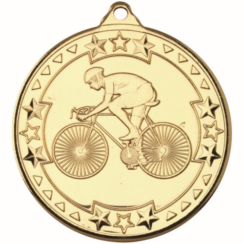 Cycling 'Tri Star' Medal - Gold 2" Thumbnail