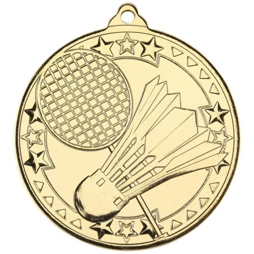 Badminton 'Tri Star' Medal - Gold 2" Thumbnail