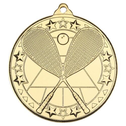 Squash 'Tri Star' Medal - Gold 2" Thumbnail