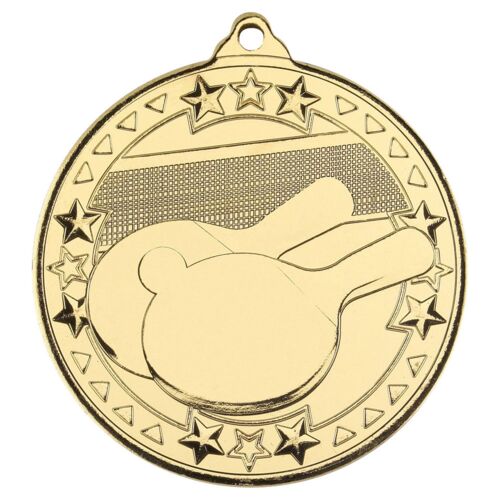 Table Tennis 'Tri Star' Medal - Gold 2" Thumbnail