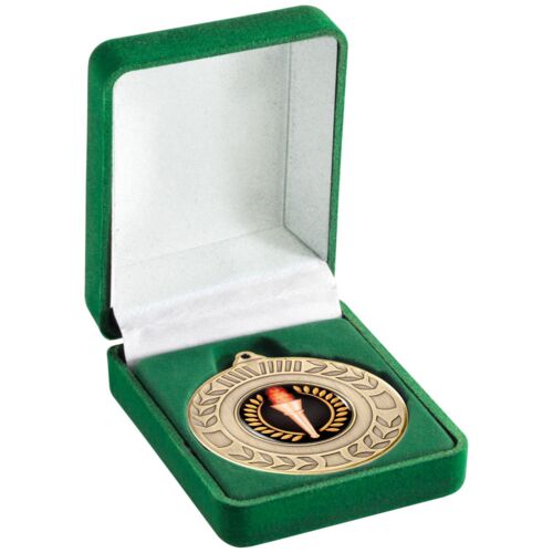 Deluxe Green Medal Box - 3" Thumbnail