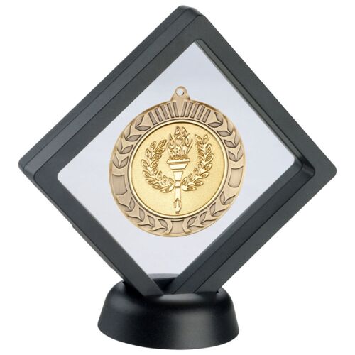 Black/Clear Plastic Medal Box With Stand - 6" Thumbnail
