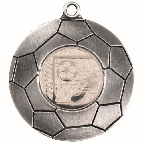 Domed Football Medal  - Antique Silver 2" Thumbnail