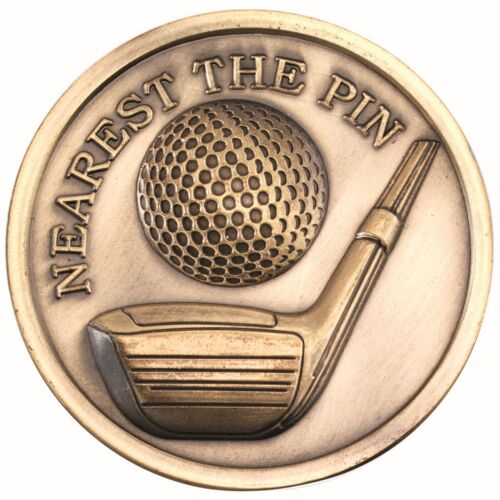 Golf Medallion Antique Gold - Nearest The Pin 2.75" Thumbnail
