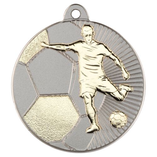 Football 'Two Colour' Medal - Matt Silver/Gold 2" Thumbnail