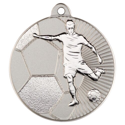 Football 'Two Colour' Medal - Matt Silver/Silver 2" Thumbnail