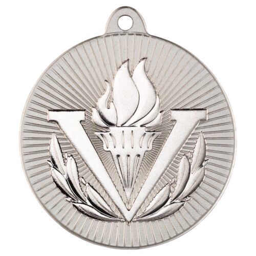 Victory Torch 'Two Colour' Medal - Matt Silver/Silver 2" Thumbnail