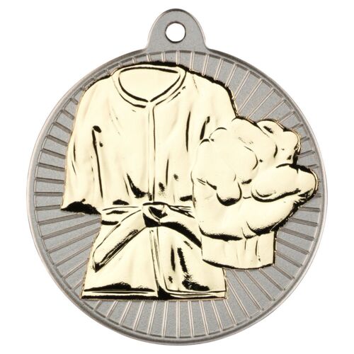 Martial Arts 'Two Colour' Medal - Matt Silver/Gold 2" Thumbnail