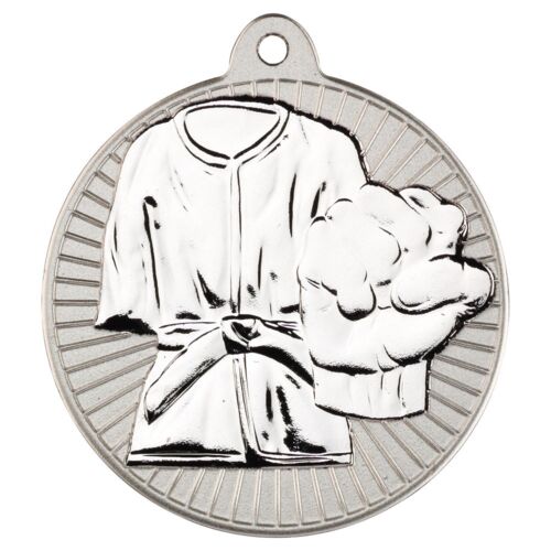 Martial Arts 'Two Colour' Medal - Matt Silver/Silver 2" Thumbnail