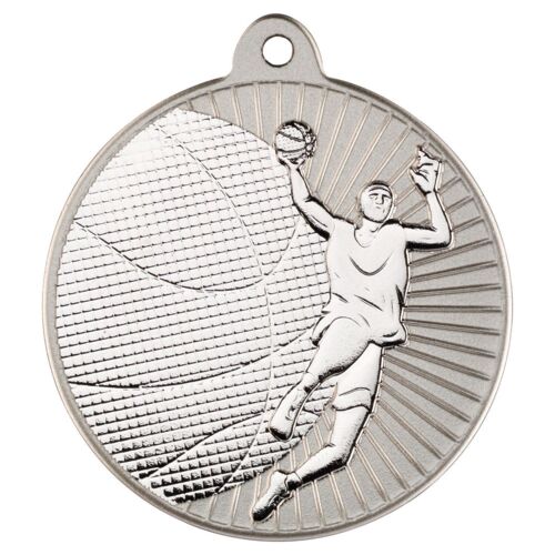 Basketball 'Two Colour' Medal - Matt Silver/Silver 2" Thumbnail