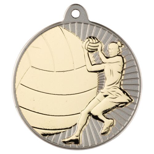 Netball 'Two Colour' Medal - Matt Silver/Gold 2" Thumbnail