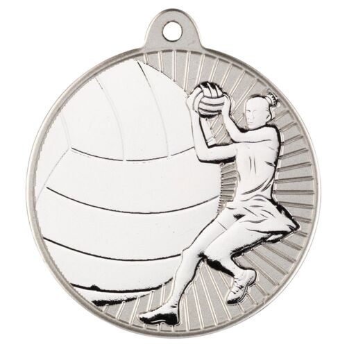 Netball 'Two Colour' Medal - Matt Silver/Silver 2" Thumbnail