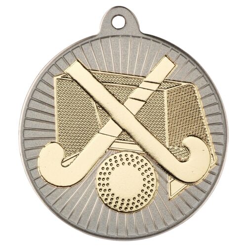 Hockey 'Two Colour' Medal - Matt Silver/Gold 2" Thumbnail