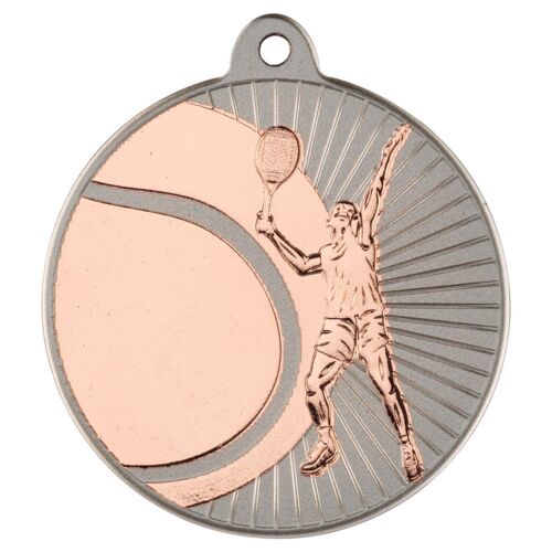 Tennis 'Two Colour' Medal - Matt Silver/Bronze 2" Thumbnail