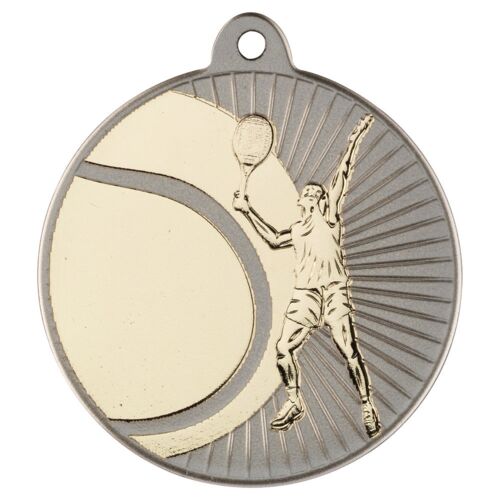 Tennis 'Two Colour' Medal - Matt Silver/Gold 2" Thumbnail