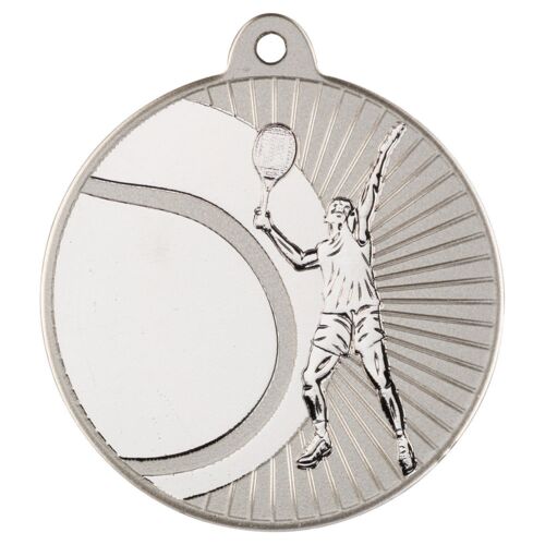 Tennis 'Two Colour' Medal - Matt Silver/Silver 2" Thumbnail