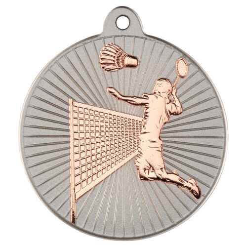 Badminton 'Two Colour' Medal - Matt Silver/Bronze 2" Thumbnail
