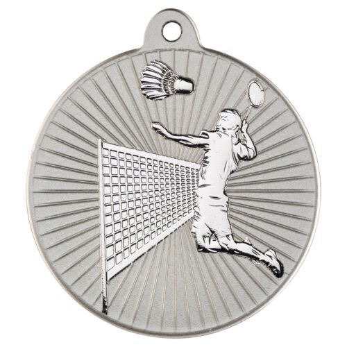 Badminton 'Two Colour' Medal - Matt Silver/Silver 2" Thumbnail