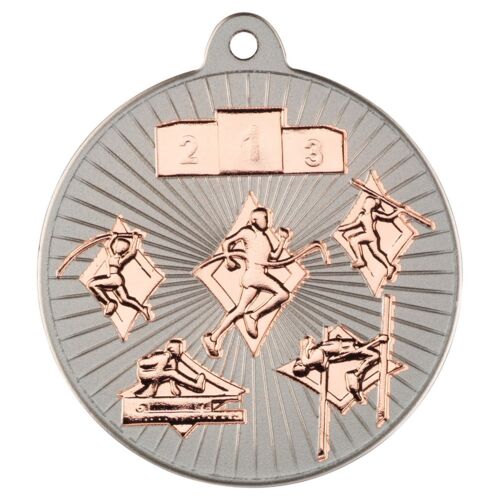 Multi Athletics 'Two Colour' Medal - Matt Silver/Bronze 2" Thumbnail