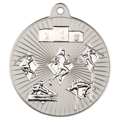 Multi Athletics 'Two Colour' Medal - Matt Silver/Silver 2" Thumbnail