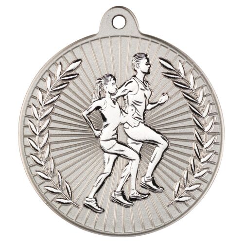 Running 'Two Colour' Medal - Matt Silver/Silver 2" Thumbnail