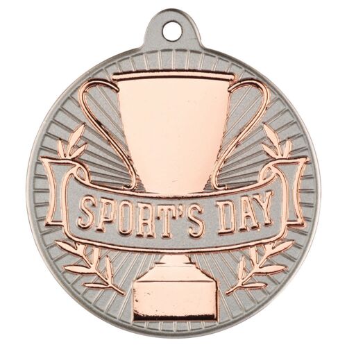 Sports Day 'Two Colour' Medal - Matt Silver/Bronze 2" Thumbnail