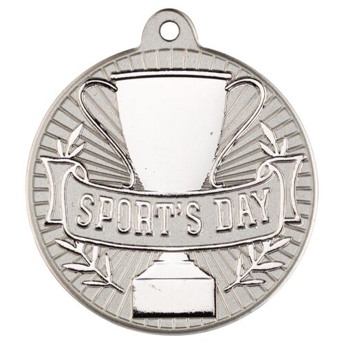 Sports Day 'Two Colour' Medal - Matt Silver/Silver 2" Thumbnail