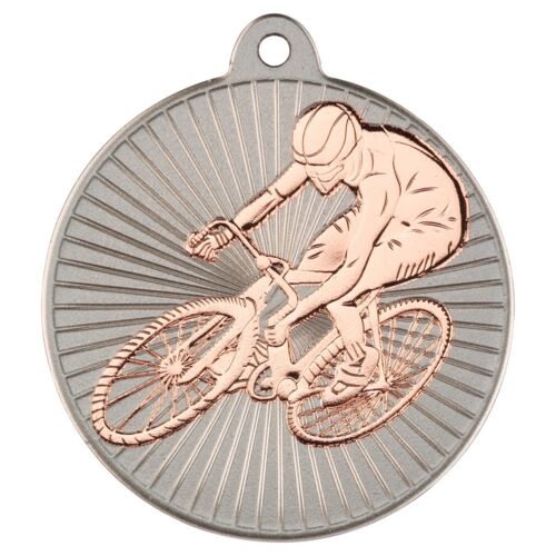 Cycling 'Two Colour' Medal - Matt Silver/Bronze 2" Thumbnail