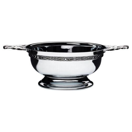 Chrome Plated Quaich Bowl With Celtic Handles And Wire  - 2.25" Thumbnail