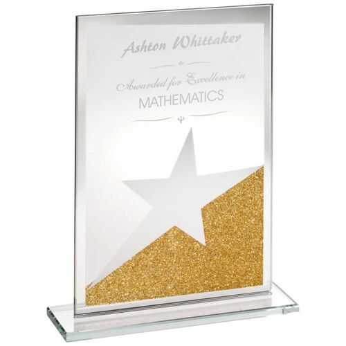 Jade Glass Rectangle Plaque With Gold/Silver Glitter Detail - 6.5" Thumbnail