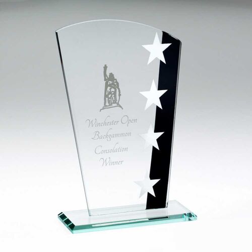 Jade Glass Shield With Silver/Black Star Design -  6.5" Thumbnail