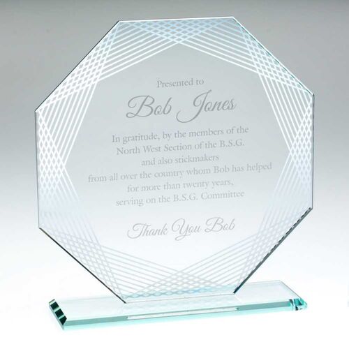 Jade Glass Octagon With Silver Lined Edges - 8.75" Thumbnail