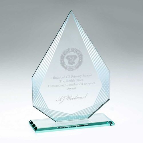 Jade Glass Diamond With Silver Lined Edges -  7.25" Thumbnail