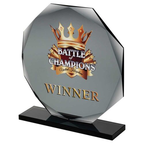 Smoked Black Glass Octagon Plaque  - 6.75" Thumbnail