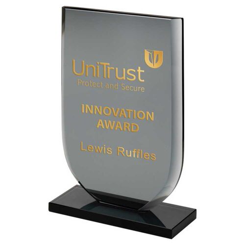 Smoked Black Glass Shield Plaque  - 6.75" Thumbnail