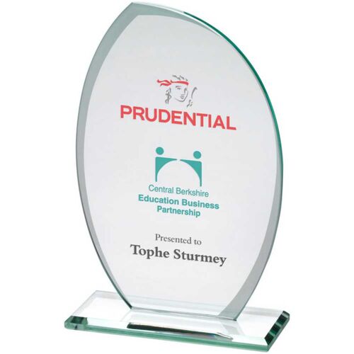Jade Glass Plaque With Frosted Sides  - 6.75" Thumbnail