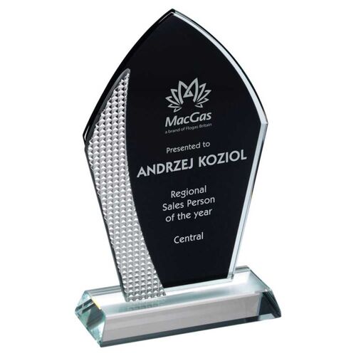 Black Backed Clear Glass Arrowhead With Silver Detail - 7" Thumbnail