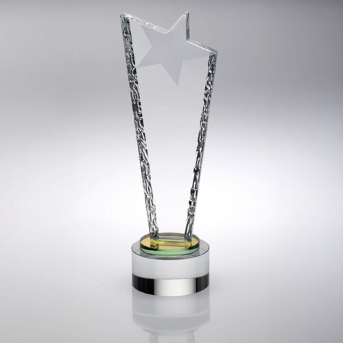 Clear Frosted Star Column With Yellow Collar (15MM Thick) - 11In Thumbnail