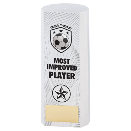 White Plastic Filled Column Football Most Improved Player (1In Cen) - 7In Thumbnail