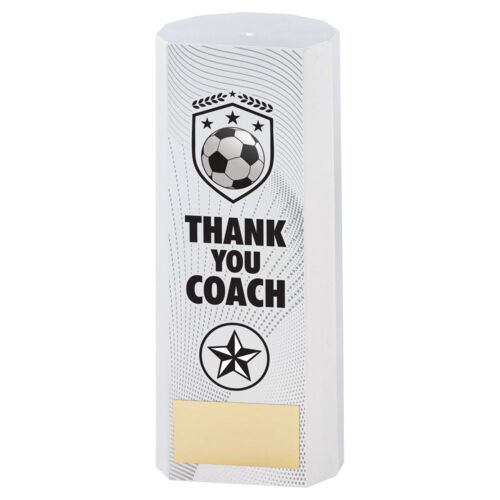White Plastic Filled Column Football Thank You Coach (1In Cen) - 8.25In Thumbnail