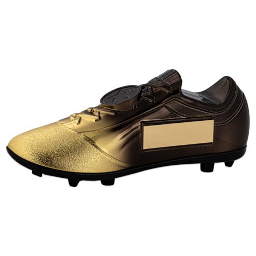 Filled Plastic Footballl Boot In Gold/Black With Plate (1" Cen) - 6.75 x 2.75In Thumbnail