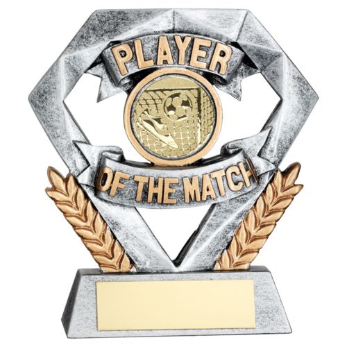Pew/Gold Player Of The Match Mini Diamond With Football Insert & Plate - 4In Thumbnail
