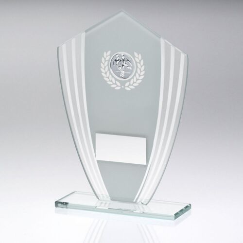 White/Silver Glass Shield Plaque With Football Insert & Plate - 6.5In Thumbnail