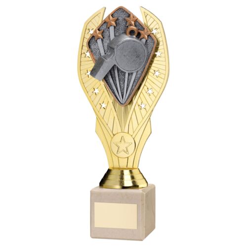 Gold Plastic Holder + Referee Disc On Cream Marble Trophy (1In Cen) - 7.75In Thumbnail